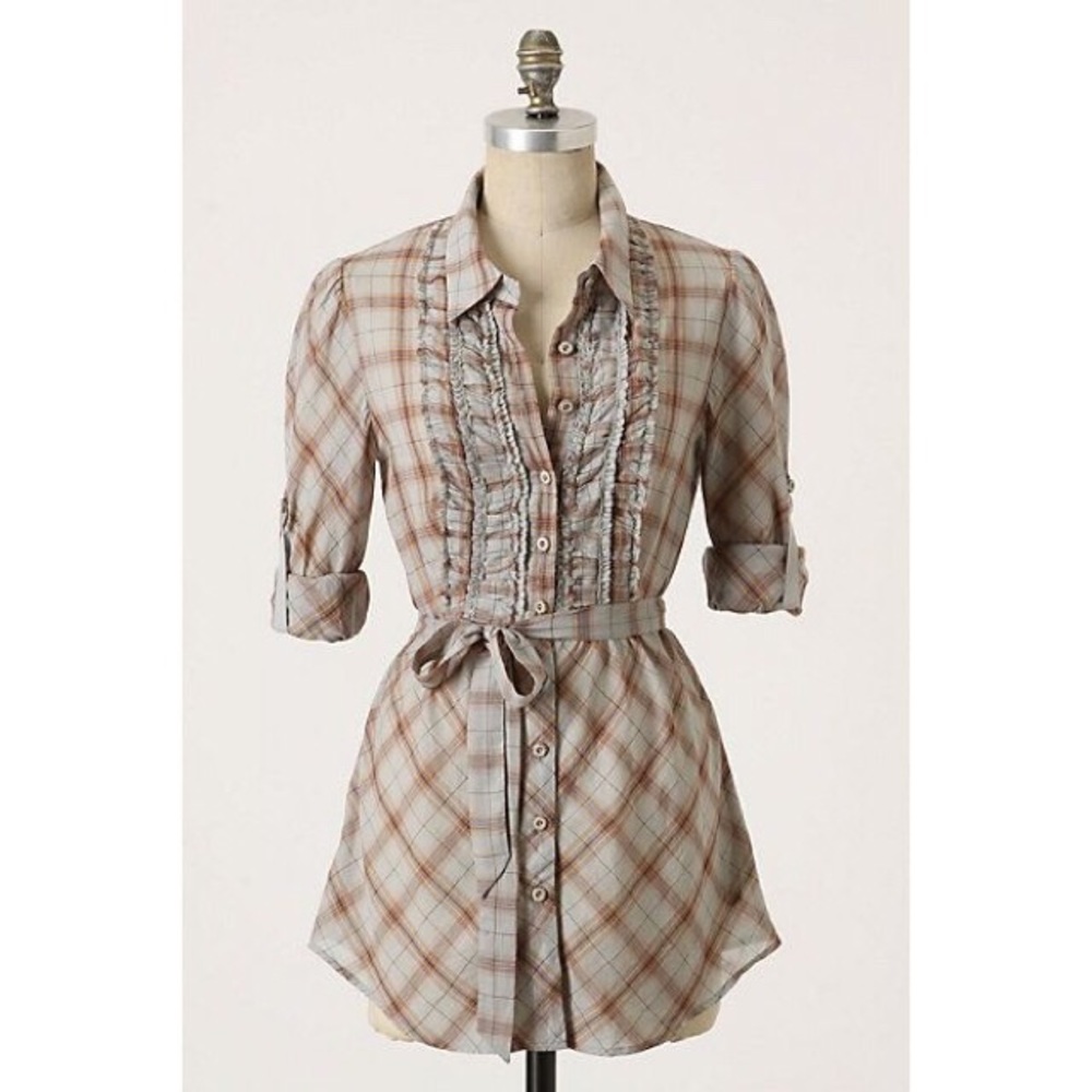 Anthropologie Odille Plaid Buttondown- Sz 8
